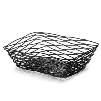 Tablecraft Artisan Collection Rectangular Basket Black 12.25"x9.25"x3.25" - Black Powder Coated Steel