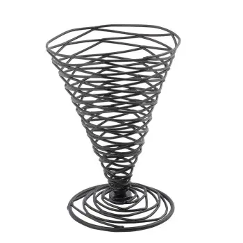 Tablecraft Artisan Collection Round Appetizer Cone Black 4.75"x4.75"x6.5" - Black Powder Coated Steel
