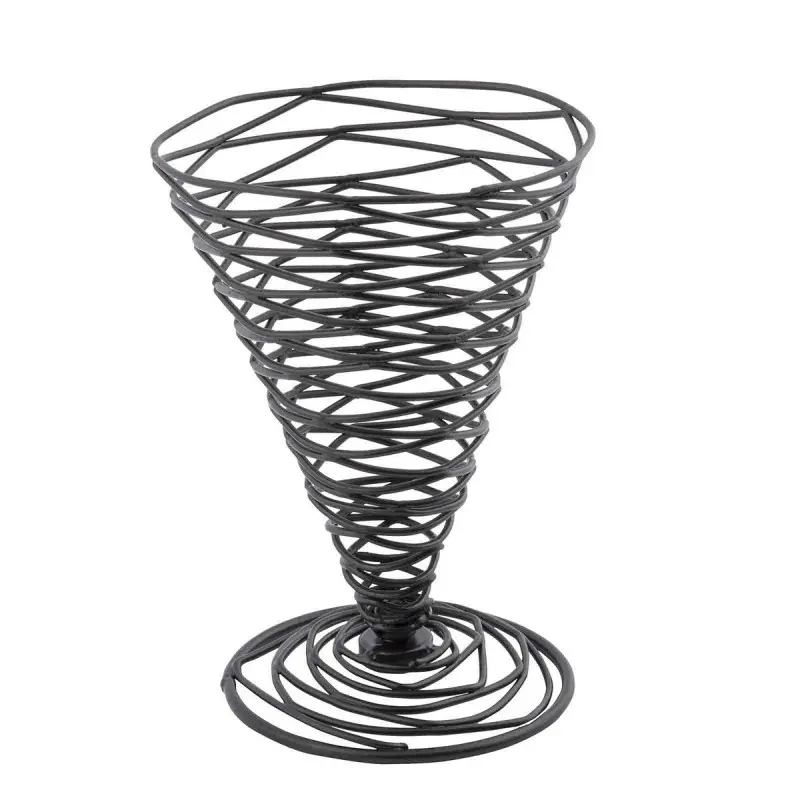 Tablecraft Artisan Collection Round Appetizer Cone Black 4.75"x4.75"x6.5" - Black Powder Coated Steel