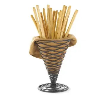 Tablecraft Artisan Collection Round Appetizer Cone Black 4.75"x4.75"x6.5" - Black Powder Coated Steel