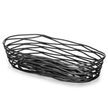 Tablecraft Artisan Collection Oblong Basket Black 8.875"x4"x2" - Black Powder Coated Steel