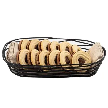 Tablecraft Artisan Collection Oblong Basket Black 8.875"x4"x2" - Black Powder Coated Steel