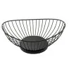 Tablecraft Parisian Collection Oval Wire Basket with Solid Bottom 9"x6"x3.5" - Black Powder Coated Steel