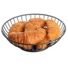 Tablecraft Parisian Collection Round Wire Basket with Solid Bottom 8"x8"x2.375" - Black Powder Coated Steel