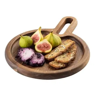 Tablecraft Acacia Collection Round Serving Tray 11"x8"x.75" - Acacia Wood