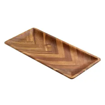 Tablecraft Acacia Collection Rectangular Tone on Tone Serving Plate 11.75"x5.75"x.75" - Acacia Wood
