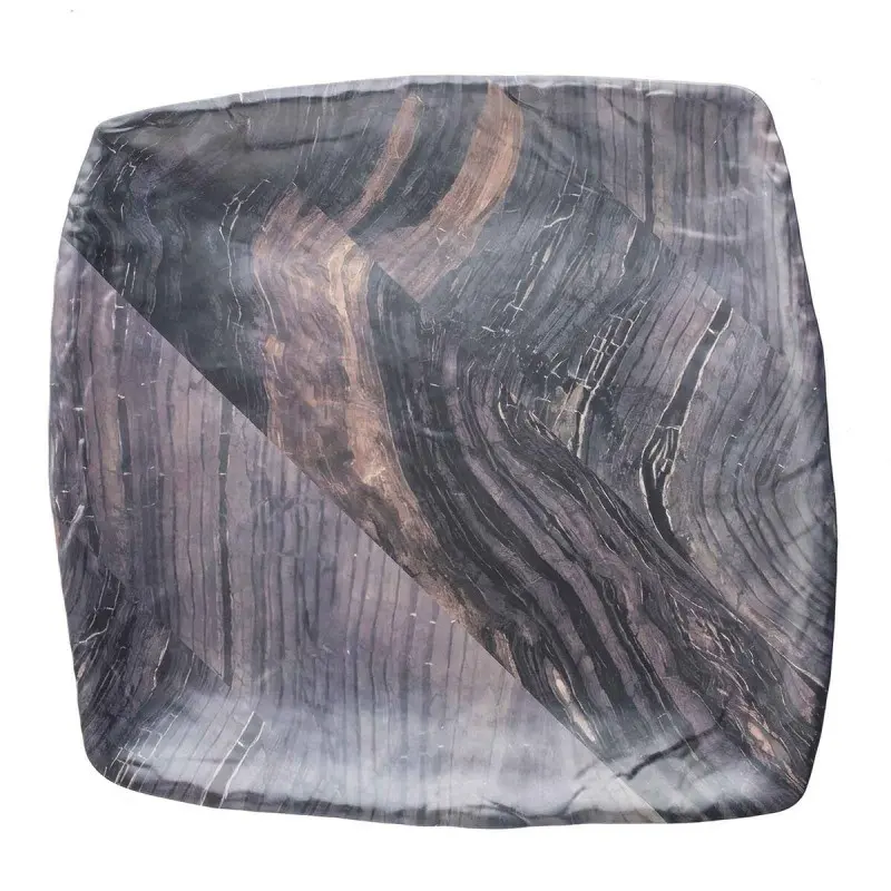 Tablecraft Barnwood Collection Square Serving Tray Brown 15"x14.5"x1.375" - Melamine