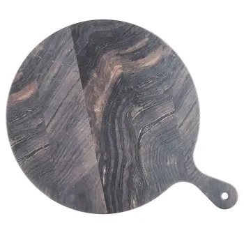 Tablecraft Barnwood Collection Round Serving Paddle Brown 12.5"x16.375"x.5" - Melamine