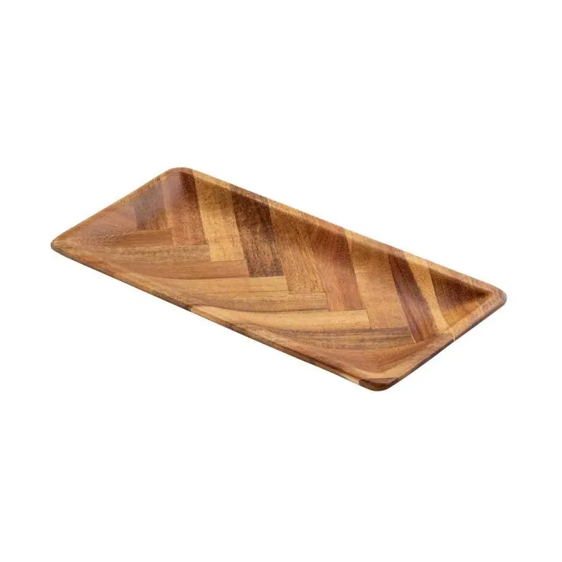 Tablecraft Acacia Collection Rectangular Tone on Tone Serving Plate 9.75"x4.75"x.75" - Acacia Wood