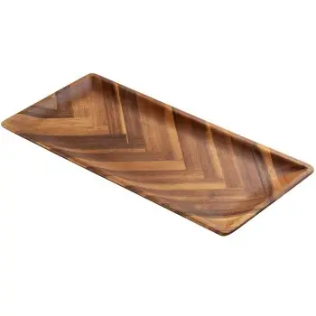 Tablecraft Acacia Collection Rectangular Tone on Tone Serving Plate 13.75"x6.5"x.75" - Acacia Wood