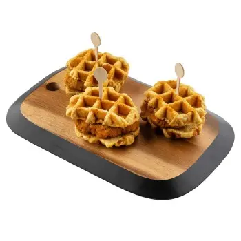 Tablecraft Acacia Collection Rectangular Serving Board w/ Black Edge 12"x7.75"x.75" - Acacia Wood