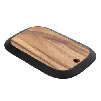 Tablecraft Acacia Collection Rectangular Serving Board w/ Black Edge 14"x9"x.75" - Acacia Wood