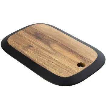 Tablecraft Acacia Collection Rectangular Serving Board w/ Black Edge 16"x10.5"x.75" - Acacia Wood