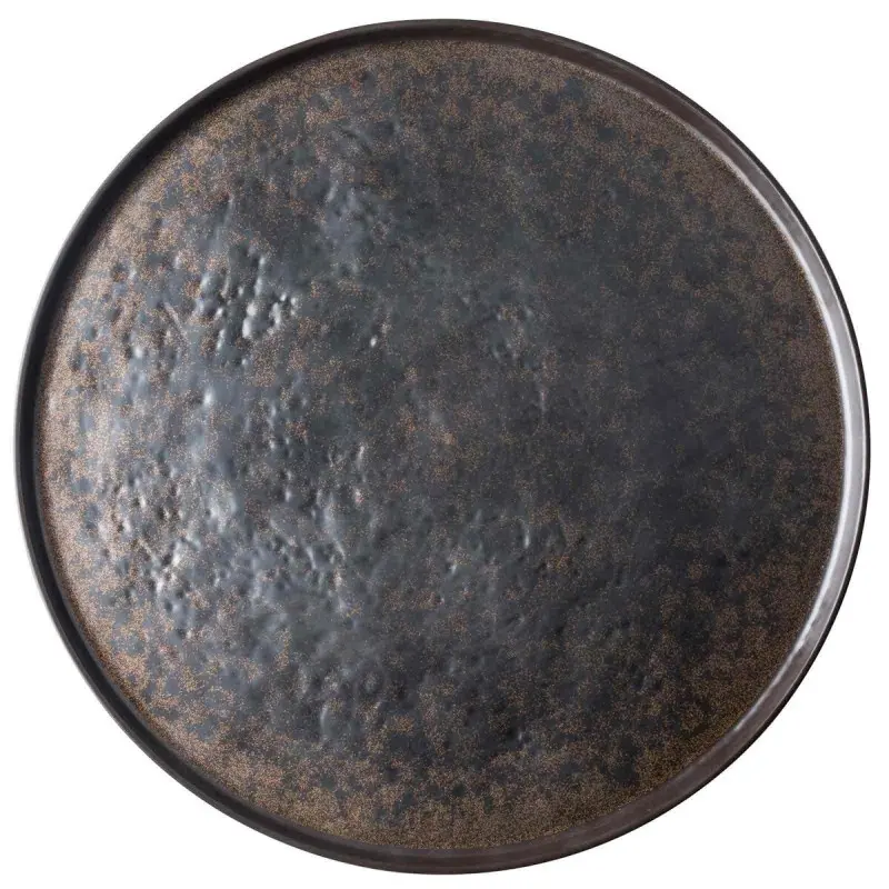 Tablecraft Lunara Collection Round Serving Tray Brown 18"x18"x.875" - Melamine