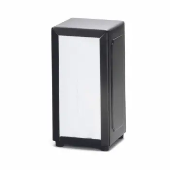 Tablecraft Napkin Dispenser 3.75"x4.25"x7.5" - Black Powder Coated Steel Fits tall-fold napkins - Set of 24