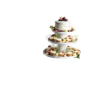 Tablecraft Europa Collection Round Serving Platter White/Beige 14"x14"x.875" - Melamine