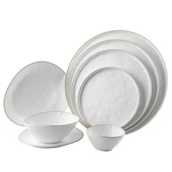 Tablecraft Europa Collection Round Serving Platter White/Beige 14"x14"x.875" - Melamine