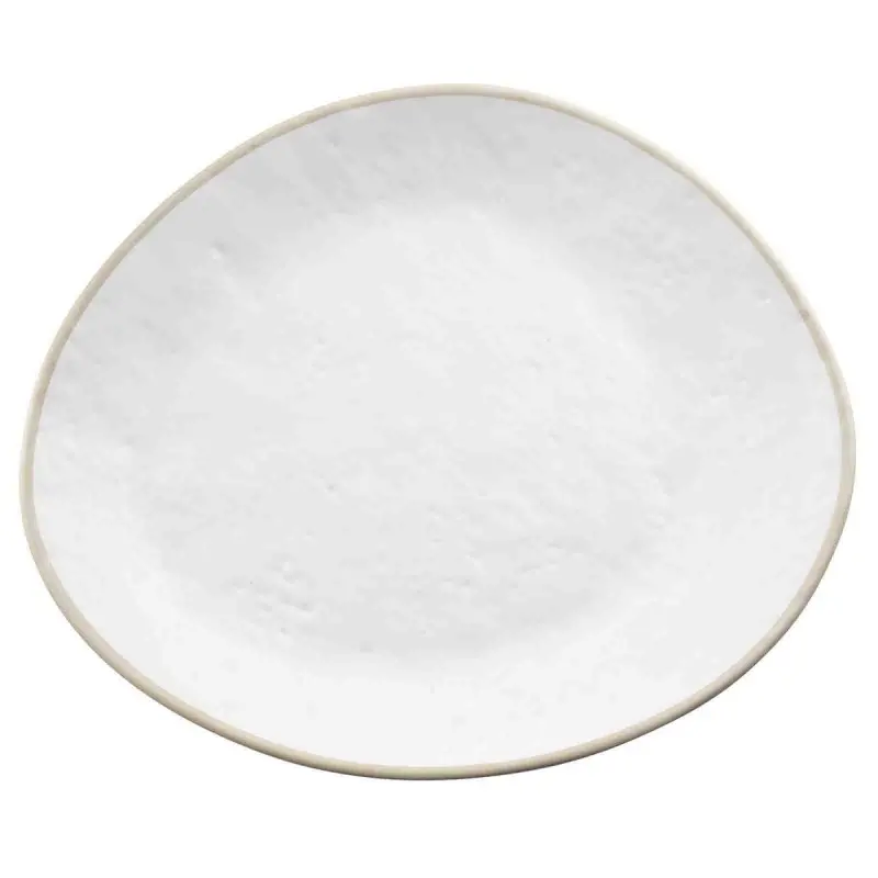 Tablecraft Europa Collection Serving Plate White/Beige 13.25"x11.125"x1.25" - Melamine