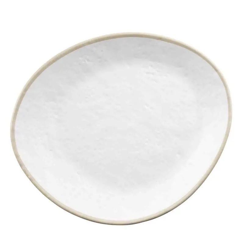 Tablecraft Europa Collection Serving Plate White/Beige 10.5"x9"x1.125" - Melamine