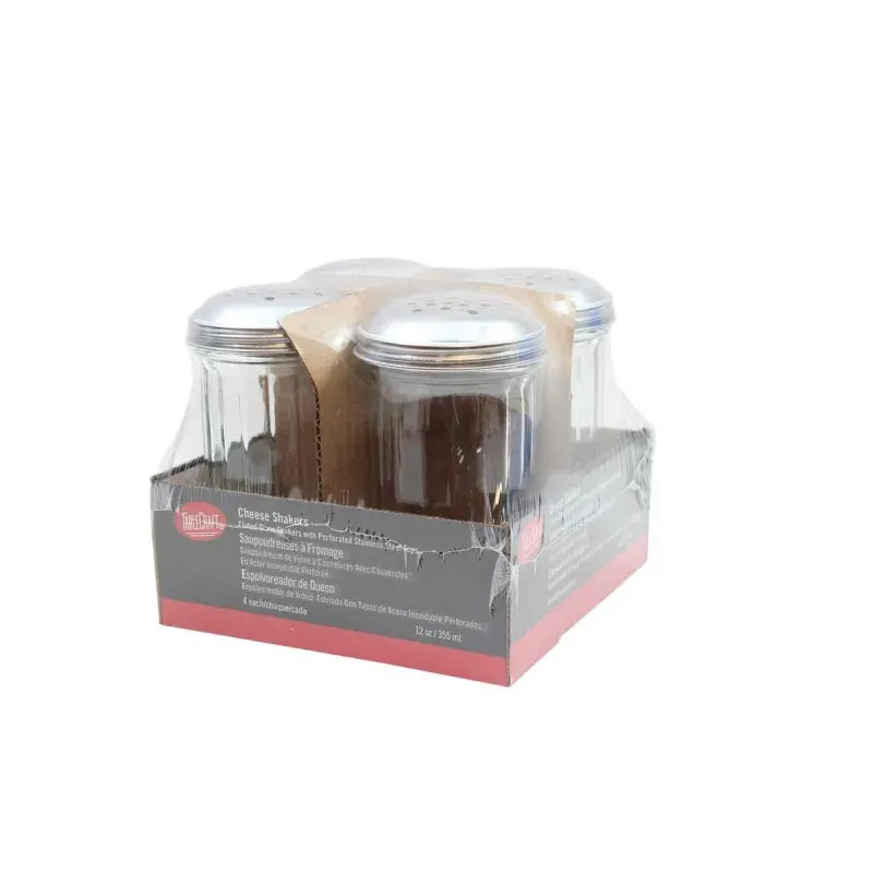 Tablecraft Paneled Shaker 12 Oz. 3.06"x3.06"x5.625" - Glass (Clear Soda Lime Glass) - Set of 4