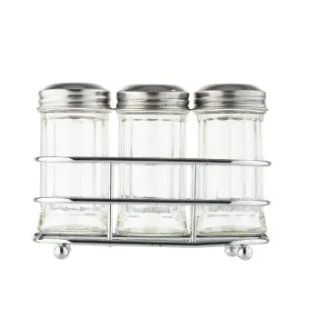Tablecraft Salt & Pepper Shaker Set 2 Oz. - Chrome Plated Includes 2 Salt & Pepper Shakers & Rack -6 Pack