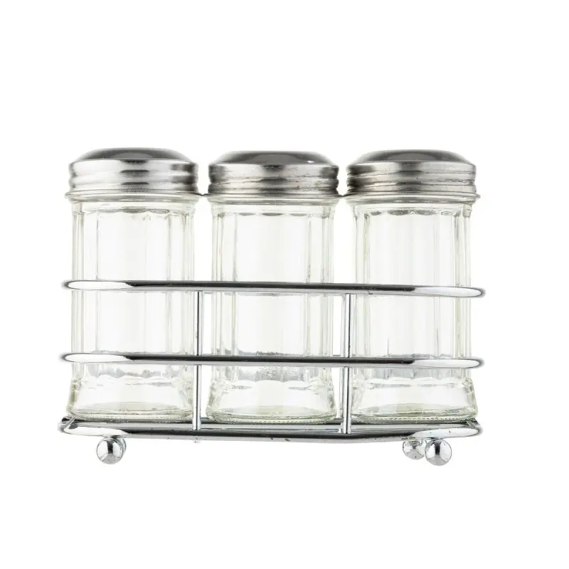 Tablecraft Salt & Pepper Shaker Set 2 Oz. - Chrome Plated Includes 2 Salt & Pepper Shakers & Rack -6 Pack