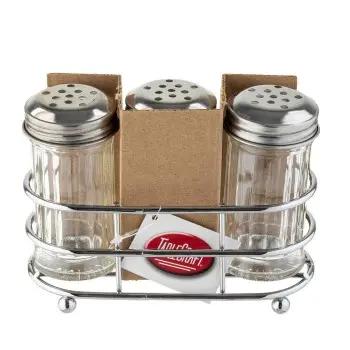 Tablecraft Salt & Pepper Shaker Set 2 Oz. - Chrome Plated Includes 2 Salt & Pepper Shakers & Rack -6 Pack