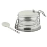 Tablecraft Condiment Set 6 Oz. 6.125"x4.75"x3" - Glass (Clear Glass) Includes Jar - Base - Lid & Spoon