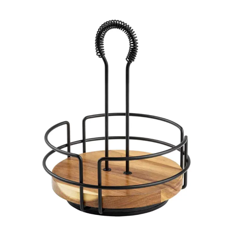 Tablecraft Round Rotating Tabletop Caddy 8.25"x8.25"x10.5" - Acacia Wood