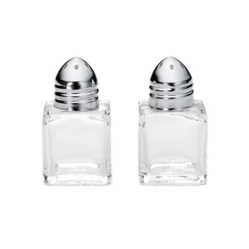 Tablecraft Cube Salt & Pepper Shakers .5 Oz. 1.125"x1.125"x2" - Glass (Clear Soda Lime Glass) - Set of 24