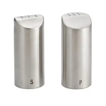 Tablecraft Salt & Pepper Shakers 2 Oz. 1.625"x1.625"x3.625" - Stainless Steel (18/8) - Set of 6