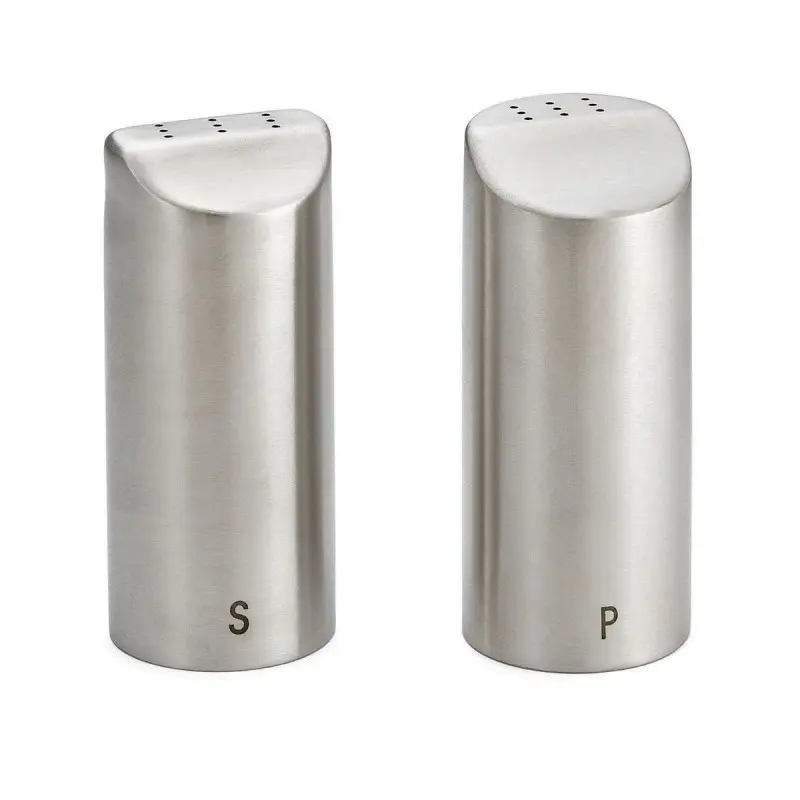 Tablecraft Salt & Pepper Shakers 2 Oz. 1.625"x1.625"x3.625" - Stainless Steel (18/8) - Set of 6