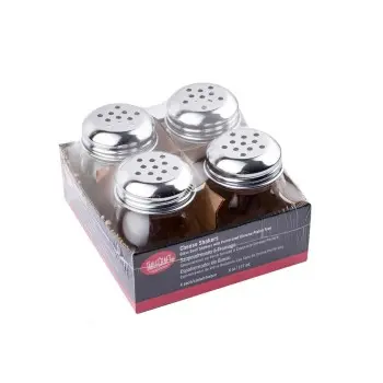 Tablecraft Nostalgia Collection Swirl Shaker - Perforated 6 Oz Chrome/Glass (Clear Soda Lime Glass) Pack of 4 - Set of 6