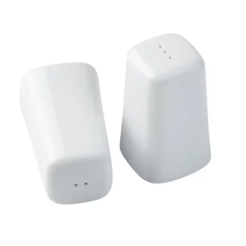 Tablecraft Square Salt & Pepper Shakers 1.25 Oz. White 2"x2"x3" - Melamine 2 mm Holes