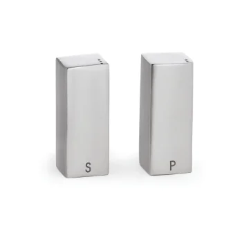 Tablecraft Square Salt & Pepper Shakers 1.5 Oz. 1.1875"x1.1875"x3.15" - Stainless Steel (18/8) - Set of 6