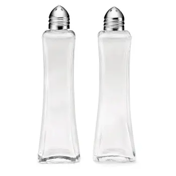 Tablecraft Metro Salt & Pepper Shakers 2 Oz. 1.5"x1.5"x5.5" - Glass - Set of 24
