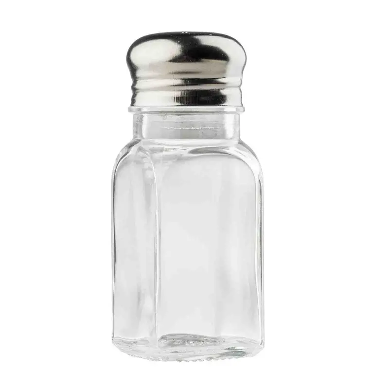 Tablecraft Square Salt & Pepper Shakers 3 Oz. 1.5"x1.5"x4" - Glass (Clear Soda Lime Glass) - Set of 12
