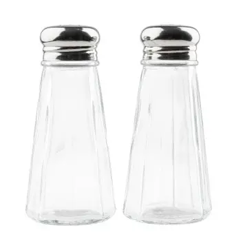 Tablecraft Paneled Salt & Pepper Shakers 3 Oz. 2.125"x2.125"x4.625" - Glass (Clear Soda Lime Glass) - Set of 24