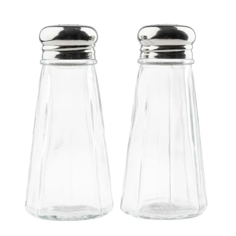 Tablecraft Paneled Salt & Pepper Shakers 3 Oz. 2.125"x2.125"x4.625" - Glass (Clear Soda Lime Glass) - Set of 24