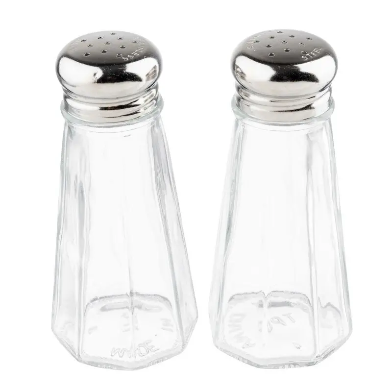 Tablecraft Paneled Salt & Pepper Shakers 3 Oz. 2.125"x2.125"x4.625" - Glass (Clear Soda Lime Glass) - Set of 24