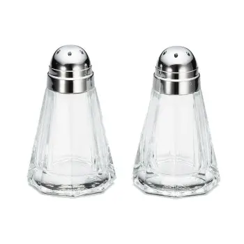 Tablecraft Paneled Salt & Pepper Shakers 1 Oz. 1.75"x1.75"x3.125" - Glass (Clear Soda Lime Glass) - Set of 24