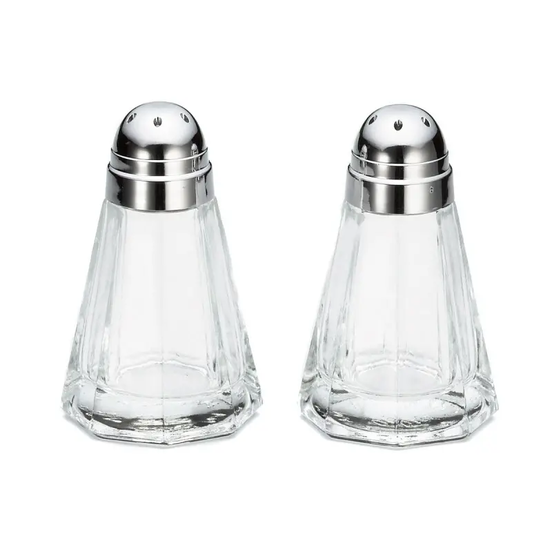 Tablecraft Paneled Salt & Pepper Shakers 1 Oz. 1.75"x1.75"x3.125" - Glass (Clear Soda Lime Glass) - Set of 24
