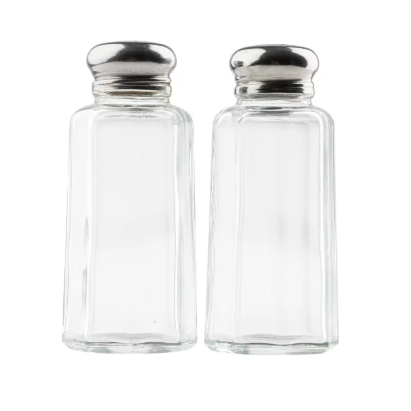 Tablecraft Paneled Salt & Pepper Shakers 1 Oz. 1.5"x1.5"x2.75" - Glass (Clear Soda Lime Glass) - Set of 4