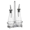 Tablecraft Siena Collection Cruet Set 6 Oz. 5.75"x2.875"x9.5" - Chrome Plated Includes 2 Oil & Vinegar Bottles & Rack