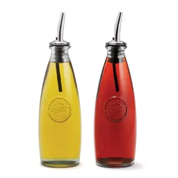 Tablecraft Oil & Vinegar Bottles 12 Oz. 2.625"x2.625"x9" - Glass (Green Tinted Glass) - Set of 12