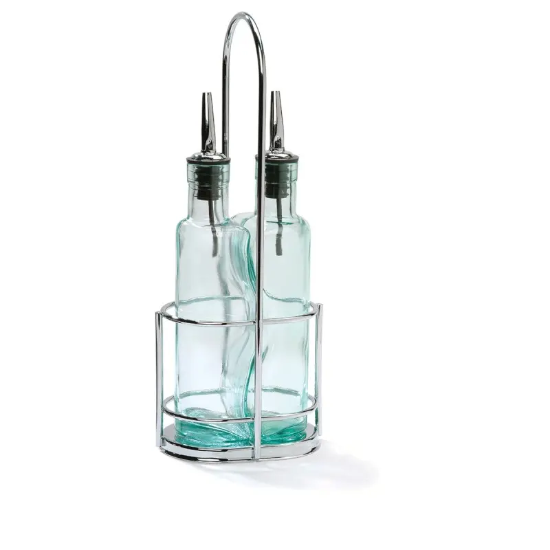 Tablecraft Gemelli Collection Cruet Set 8.5 Oz. 4.75"x3.5"x12" - Chrome Plated (Over Iron)