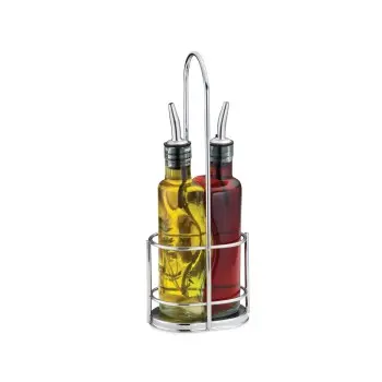 Tablecraft Gemelli Collection Cruet Set 8.5 Oz. 4.75"x3.5"x12" - Chrome Plated (Over Iron)
