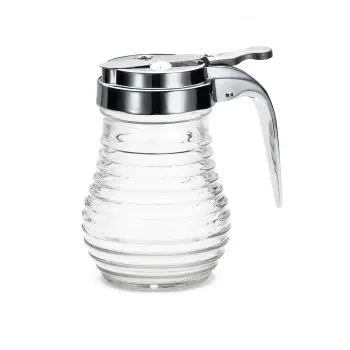Tablecraft Beehive Collection Syrup Dispenser 6 Oz. 2.75"x2.75"x3.625" - Glass (Clear Soda Lime Glass) - Set of 12