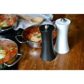 Tablecraft Salt & Pepper Mills 1.5 Oz White/Black 2.31"x2.31"x5.125" - Acrylonitrile Butadiene Styrene (ABS) Set of 2