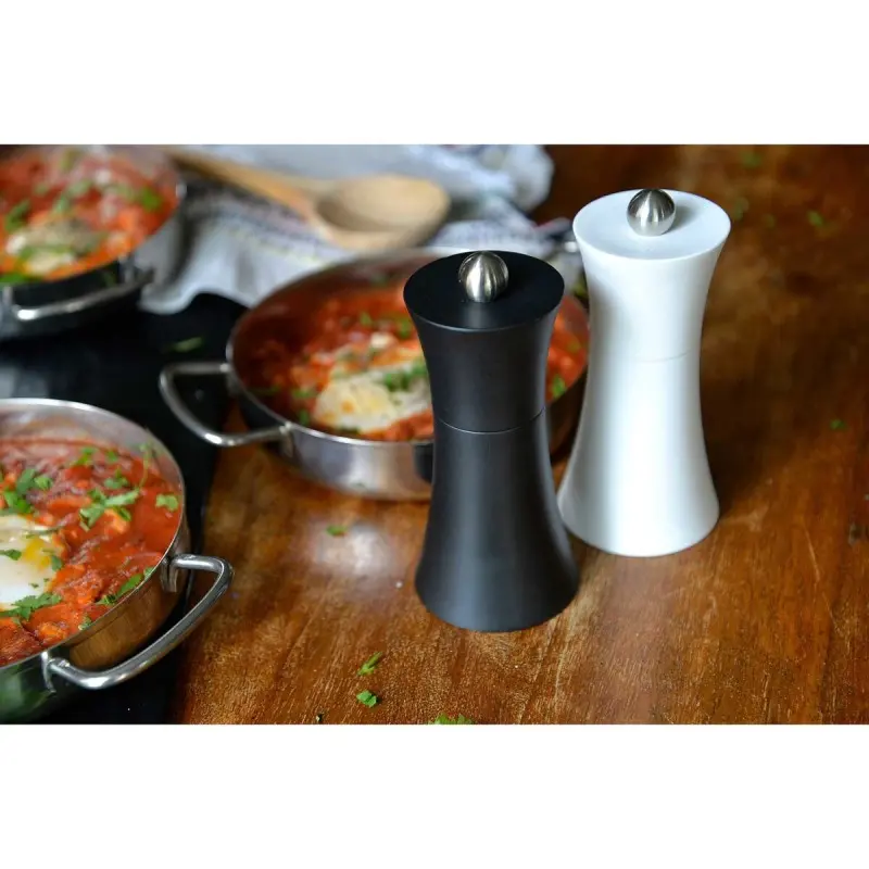 Tablecraft Salt & Pepper Mills 1.5 Oz White/Black 2.31"x2.31"x5.125" - Acrylonitrile Butadiene Styrene (ABS) Set of 2